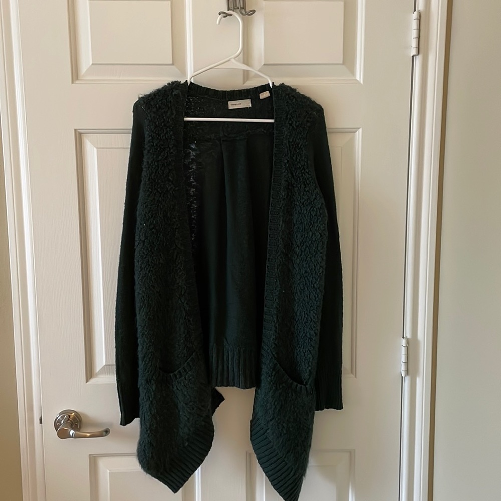 Wool cardigan, forest green, like new